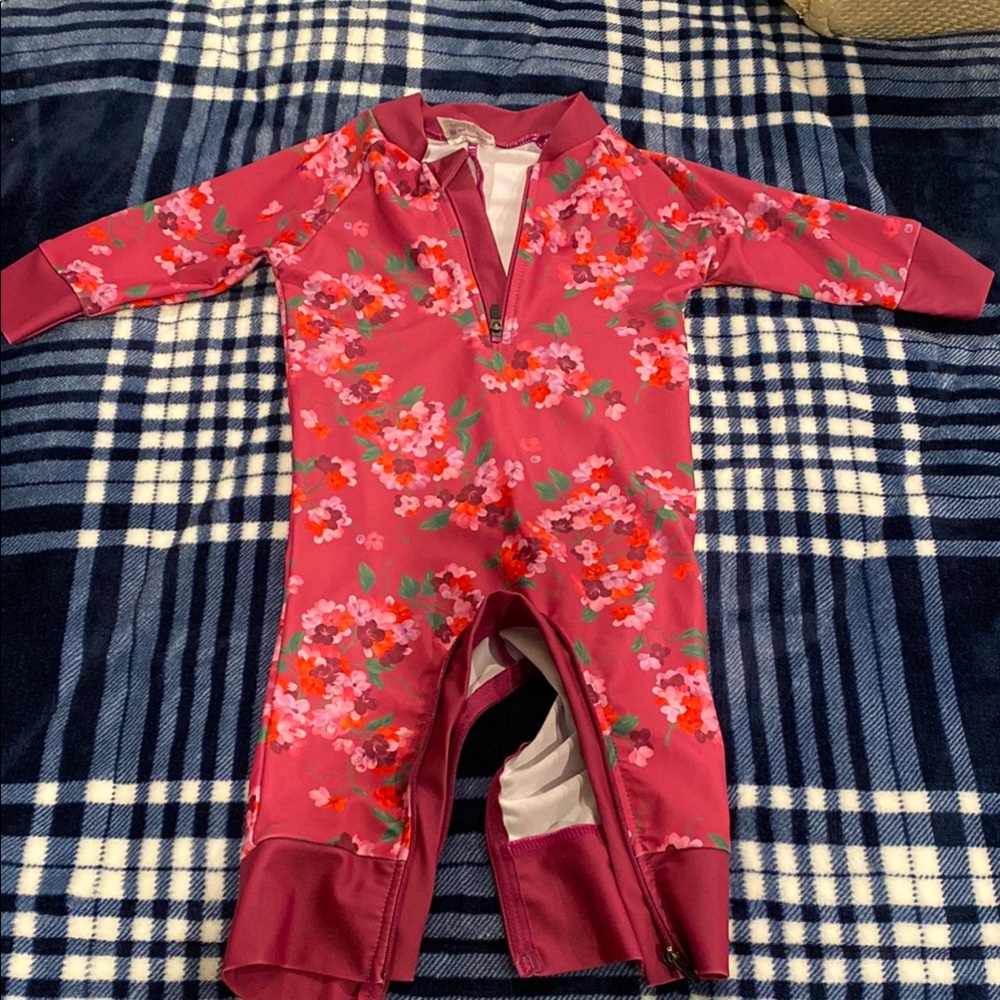 Honeysuckle dark pink floral Full Body bathing suit - NEW